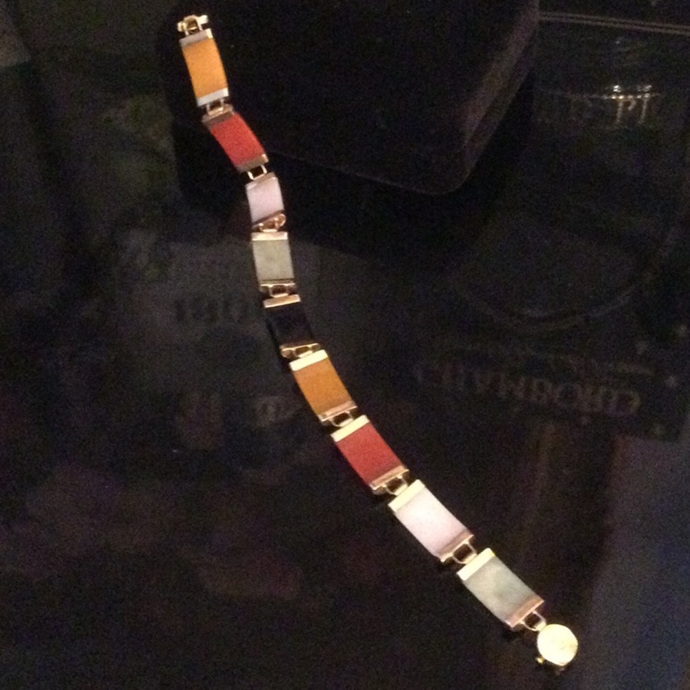Genuine 10K Gold Colors Of Jade Bracelet - Picture 8 of 9